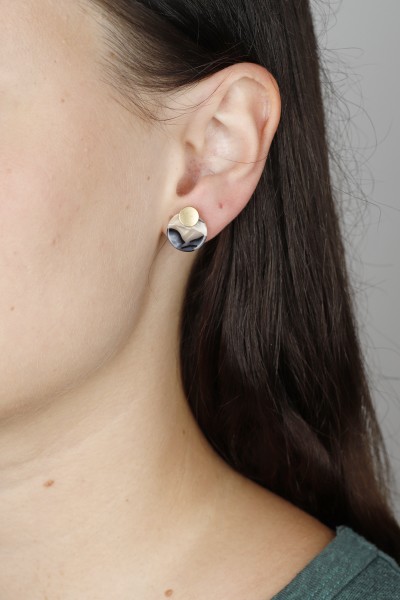 Earring Stud 3 in 1 Acrylic Hexagon or Circle