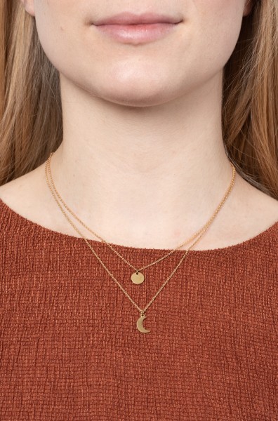 Necklace short layered Moon