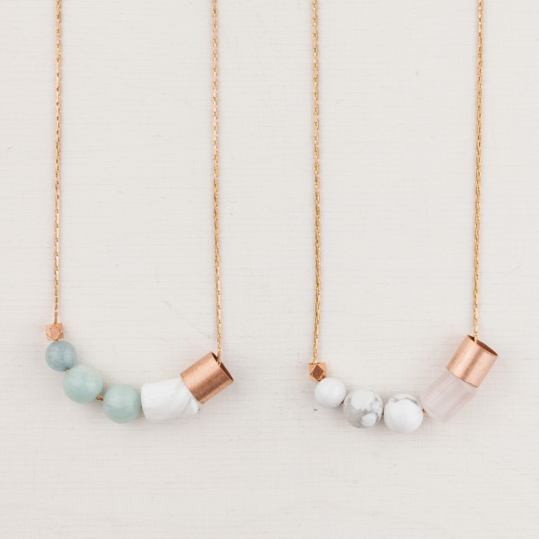 Necklace long Marble and Gemstone