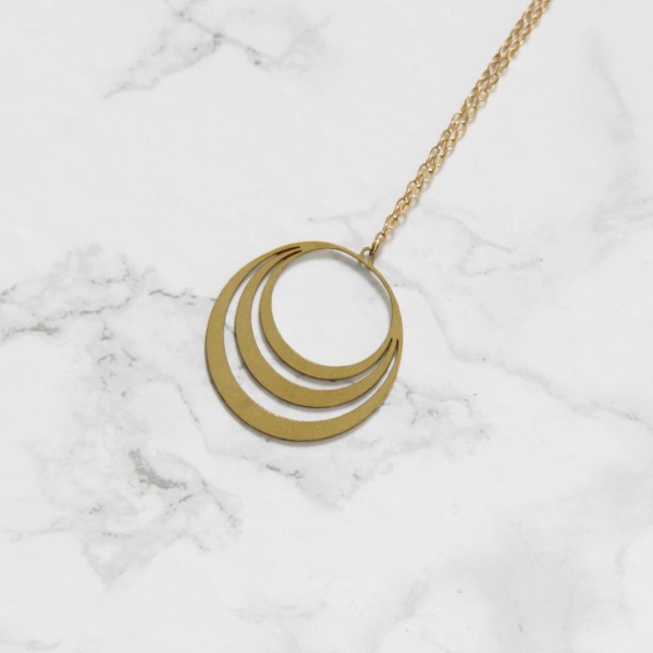 Necklace long layered Circle lasered