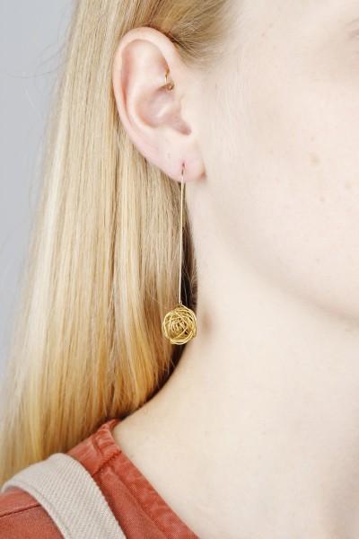 Earring hanging Brass Woven Bead