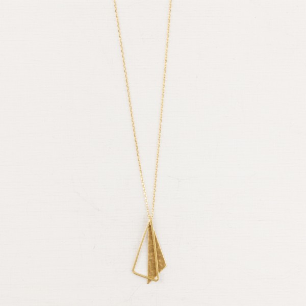Necklace long asymmetrical Triangles hammered