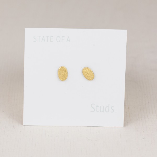Earring Stud Oval crosshatched or smooth