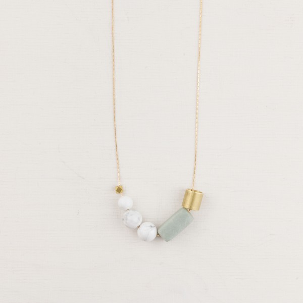 Necklace long Marble and Gem Brass